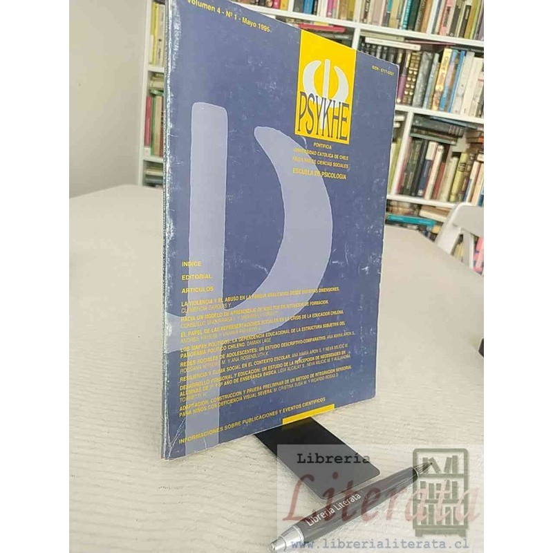 Revista Psykhe v4 1 1995 Clemencia Sarquis Consuelo Undurraga Alejandra Torreti y otros Ed. PUC índice en segunda foto