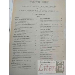 Revista Psykhe 1 1992 Hernan Montenegro Consuelo Undurraga Franco Simonetti y otros Ed. PUC índice en segunda foto