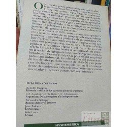 Nacionalismo y liberalismo económicos en Argentina  José Carlos Chiaramonte  Hyspamerica, Biblioteca argentina de histor