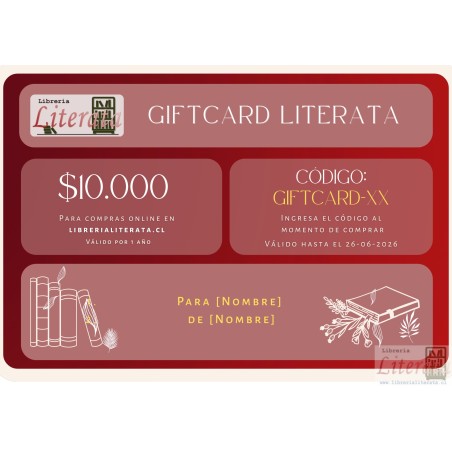 Tarjetas de regalo GIFTCARD $10.000 LIBRERIA LITERATA