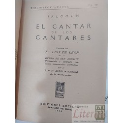 El Cantar de los Cantares Salomon Ediciones Ercilla Santiago de Chile 1936