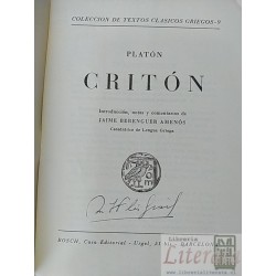 Critón Platón EN GRIEGO Bosch, Casa Editorial