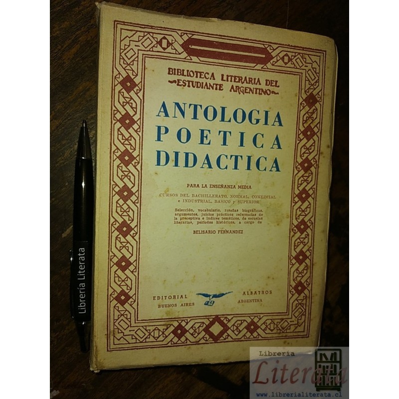 Antología poética didáctica Belisario Fernandez Ed. Albatros